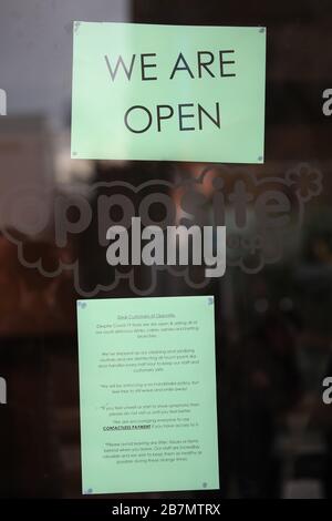 A Sign On The Door Of A Cafe In Leeds West Yorkshire To Notify Customers That