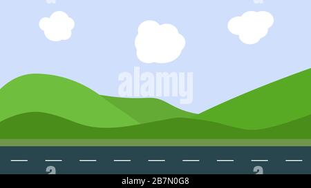 Abstract nature 2d landscape with road and blue sky Stock Photo - Alamy