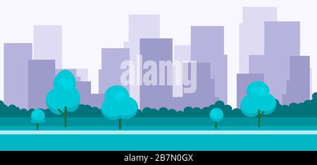 Abstract colorful 2d city background with buildings Stock Photo