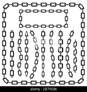 Set of Chain Frames Isolated on White Background Stock Vector