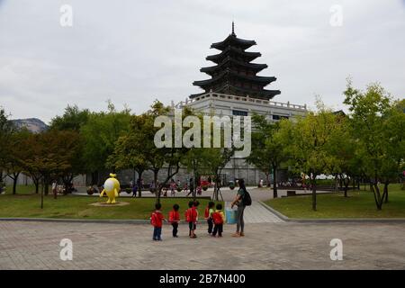 Seoul South Korea - 18 September 2014 - Gyeongbokgung Palace in Seoul Stock Photo