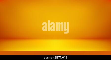 Empty yellow color studio. Room background, product display with copy space for display of content design. Vector illustration Stock Vector