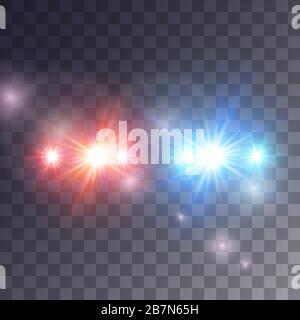 Lights siren effect isolated on dark background, vector illustration Stock Vector