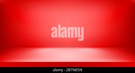 Empty red color studio, Room background, product display with copy space for display of content design. Vector illustration Stock Vector