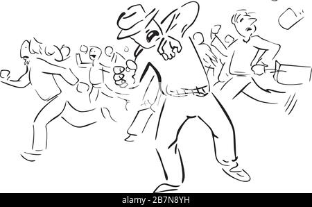 panicking crowd Stock Vector