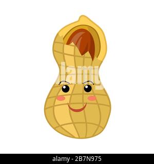 Tasty Cartoon Peanut Icon Isolated on White Background. Nut Seeds Stock Vector