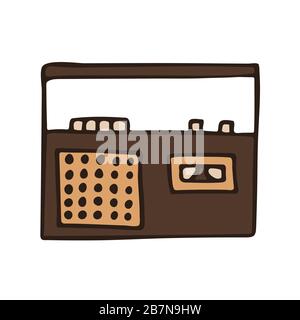 Retro cartoon radio drawing over white background. isolated doodle stock vector illustration Stock Vector