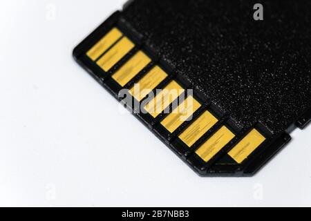 Black memory SD. card, isolated on white background Stock Photo