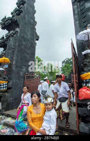 Entrance of the pura Besakih or mother temple during the holy Celebration Panca Wali Krama. Bali, indonesia Stock Photo