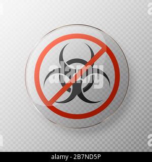 Sign caution virus isolated on transparent background. Virus danger and public health risk disease. Vector illustration Stock Vector