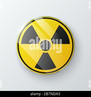 Black and yellow radioactive symbol isolated on gray background. Vector illustration Stock Vector