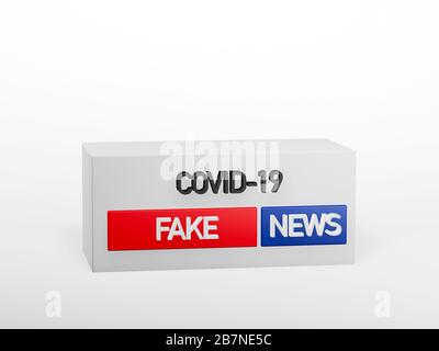 Covid-19 fake news 3d render on white background. Misleading information concept Stock Photo