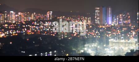 Defocused Mumbai skyline at night in Diwali with lot of colourful lights Mumbai,, Maharashtra, India. Stock Photo