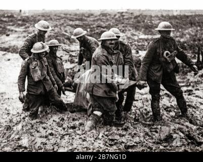 Pilckem Ridge Battlefield Ypres Belgium 31st July 1917 WW1 Stock Photo