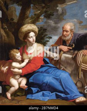 The Rest on the Flight into Egypt, c. 1640. Found in the Collection of Mus&#xe9;e National d'Histoire et d'Art, Luxembourg. Stock Photo