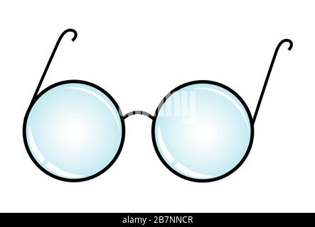 round eyeglasses isolated on white background Stock Photo