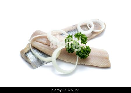 Raw matje fillet isolated on white background Stock Photo