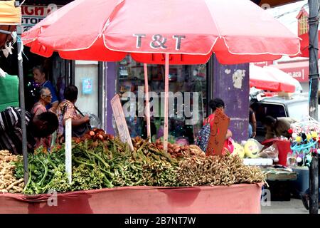 Port Of Spain, Trinidad and Tobago. 12th Dec, 2019. Fruit and vegetable vendors ply their trade along Charlotte Street in the capital city of the Caribbean island of Trinidad and Tobago. Credit: G. Ronald Lopez/ZUMA Wire/Alamy Live News Stock Photo