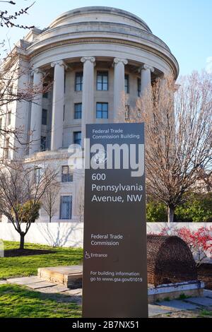 WASHINGTON, DC -22 FEB 2020- View of the Federal Trade Commission Building on Pennsylvania Avenue in Washington, DC. Stock Photo