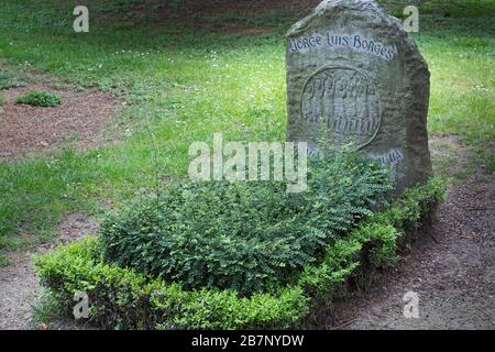 Gravestone of Jorge Luis Borges, Cimetière des Rois (Cemetery of Kings), Plainpalais, Geneva, Switzerland Stock Photo