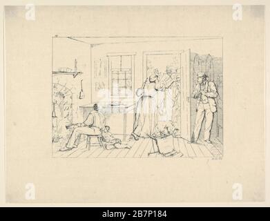 Slaves Concealing their Master from a Search Party (from Confederate War Etchings), 1861-63. Stock Photo