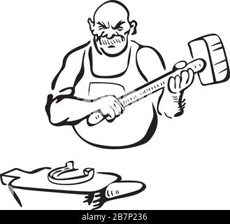 blacksmith in the forge Stock Vector