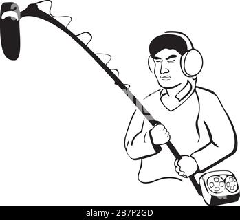 man in headphones and with a microphone Stock Vector