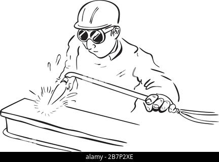 the welder is welding Stock Vector
