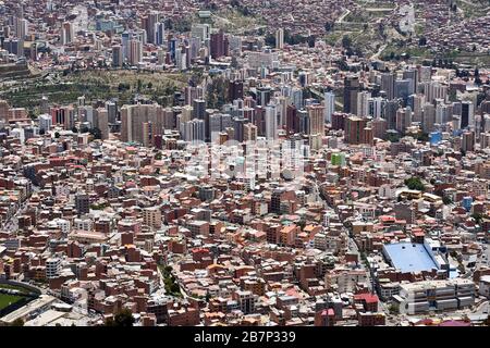 Rich to Poor La Paz cityscape Bolivia. Stock Photo