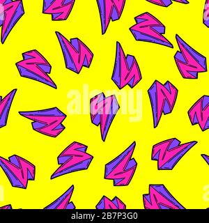 Seamless pattern with cartoon decorative lightnings. Urban colorful teenage creative background. Stock Vector
