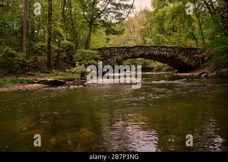 Boulder Bridge Rock Creek Park DC Stock Photo