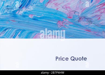 A price quote. Business document on the blue background Stock Photo