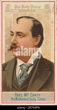 Page McCarty, The Richmond Daily Times, from the American Editors series (N1) for Allen &amp; Ginter Cigarettes Brands, 1887.