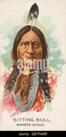 Sitting Bull, Dakota Sioux, from the American Indian Chiefs series (N2) for Allen &amp; Ginter Cigarettes Brands, 1888. Stock Photo