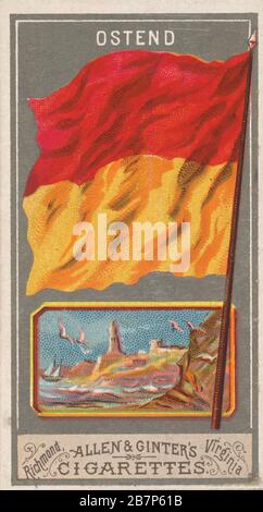 Ostend, from the City Flags series (N6) for Allen &amp; Ginter Cigarettes Brands, 1887. Stock Photo