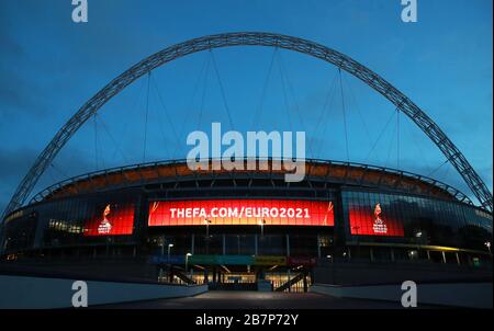 A general view of Wembley Stadium, London after UEFA has decided to postpone Euro 2020 until the summer of 2021. Stock Photo