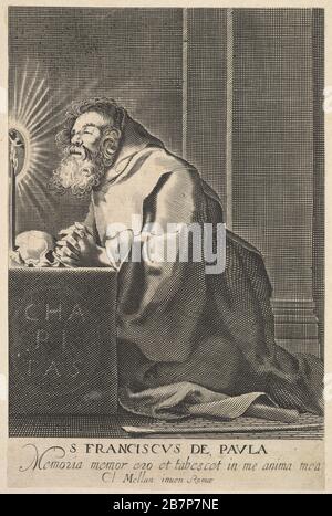 St. Francis de Paul, after 1627. After Claude Mellan Stock Photo