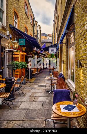 London, UK, March 2019, view of  Mews of Mayfair a modern British brasserie in Lancashire Court, Mayfair Stock Photo