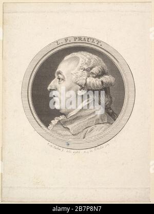 Portrait of L. F. Prault, 1787. After Charles Nicolas Cochin II Stock Photo