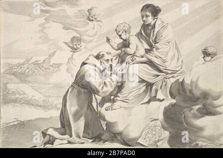 St Francis of Assisi Adoring the Christ Child on the Virgin's Lap. Stock Photo