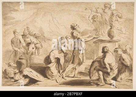 The Sacrifice of Noah, 1765.  After Giovanni Benedetto Castiglione Stock Photo