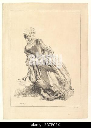 Woman leaning to left, 1722-28. After Antoine Watteau Stock Photo