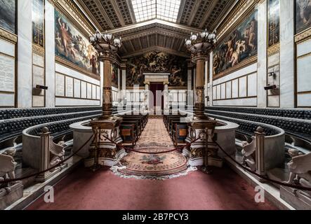 Athens Old Town, Attica/ Greece - 12 28 2019: Interior of the Greek National Academy in neo classical style with ornaments Stock Photo