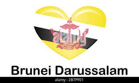 Brunei Darussalam Flag Button. icon flag of Brunei Darussalam on white background. Stock Vector