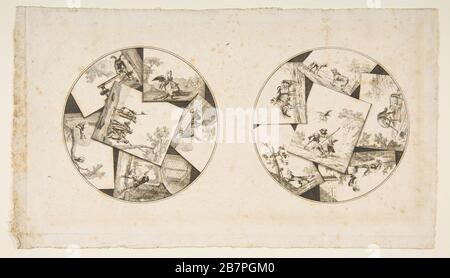 Designs for Plates Taken from Oudry's Illustrations to La Fontaine's Fables, after 1755. Stock Photo
