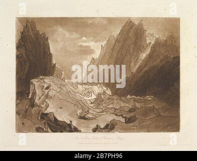M&#xea;r de Glace, Valley of Chamouni-Savoy (Liber Studiorum, part X, plate 50), May 23, 1812. Stock Photo