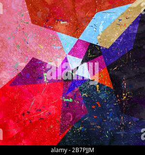 Watercolor retro color abstract geometric background. An example for the design of posters postcards. Stock Photo