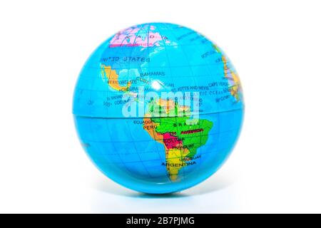 world globe isolated on white background. American face of the planet earth. Stock Photo