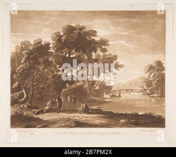 Landscape with Figures, 1774. After Claude Lorrain Stock Photo