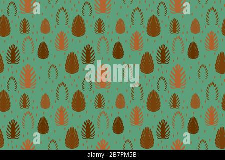 Abstract Pine cone seamless pattern. Botanical hand drawn vector background. Stock Vector